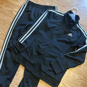 Adidas Boy Jogger Set Black White 7 - Picture 1 of 4
