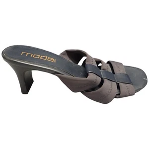 Moda Spana Heeled Sandals Womens Size 8.5M Navy Solid Comfort Open Toe Slip On - Picture 1 of 14