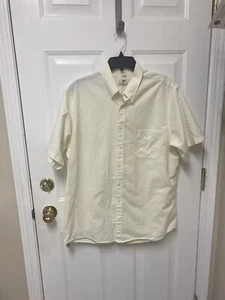 Vintage Etienne Aigner Shirt 17 cream off whiButton Short Sleeve Men's - Picture 1 of 8