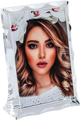 Unique Arc Crystal Picture Frame, Picture 4x6, Luxury Elegant Clear Crystal,, - Image 1 of 4