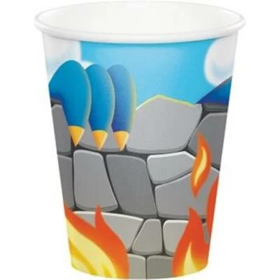 Paquete de 8 tazas de papel frías/calientes Dragons de 9 oz suministros de vajilla para fiesta de cumpleaños para niños Foto 1 de 2
