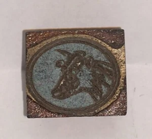 Cow Head Vintage Printing Letterpress Printers Block  - Picture 1 of 6