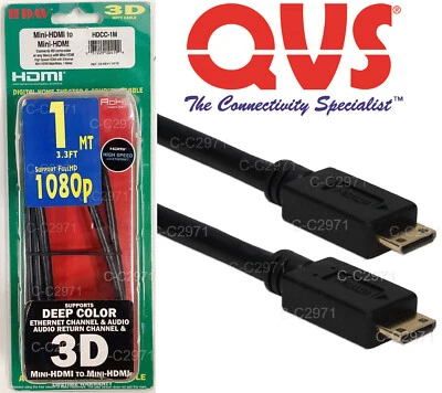 QVS 3.3ft Deep Color Mini-HDMI to Mini-HDMI w/Ethernet 30 AWG Camera Cable - NEW - Image 1 of 4