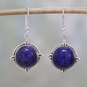 925 Sterling Silver Natural Lapis Lazuli Handmade Solid Genuine Earrings
