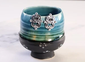 Vintage Mexican Sterling Earrings Screw Back X Form - Picture 1 of 5
