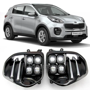 NEW PAIR LED FOG LIGHT FOR KIA SPORTAGE QL 2017 2018 2019 WITH FRONT LAMP BEZEL - Picture 1 of 13