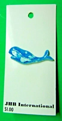 (1) 1&1/2" JHB MOTTLED BLUE WHALE PLASTIC SHANK BUTTON NOS CARD (H13) - Image 1 of 3
