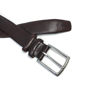 Polo Ralph Lauren cintura uomo 40 marrone pony logo fibbia argento abito preppy casual - Foto 1 di 12