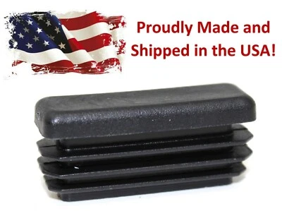 JSP MANUFACTURING® Plastic 1/2 x 1-1/2 inch Black Rectangle Tubing Cap Finishing Plug Chair Glide