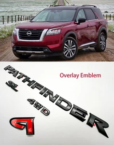 Gloss Black Overlay EMBLEM FITS 2022-2024 NISSAN PATHFINDER SL AWD MODELS - Picture 1 of 7