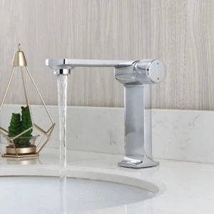6.6"Bathroom Basin Sink Faucet Single Hole Mixer Chrome Deck Mounted Brass Taps - Picture 1 of 12