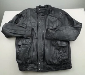 Wilson’s Leather Men’s Black Leather Moto Jacket Size Large * Liner Hole* - Picture 1 of 22