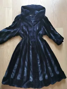Hawela Echtpelz echtes weiches Leder Mantel Rosemarie Dunkelblau wie Neu L 42 40 - Bild 1 von 17