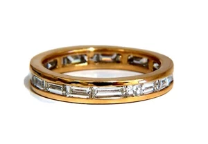 2.20ct. natural baguette diamonds eternity ring 14kt Gold 3.8mm size 8.5 - Picture 1 of 6