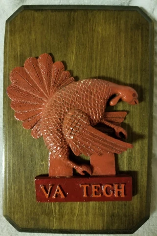 VT Virginia Tech VT Wooden Plaque  9 1/2" x 6" Original Owner VG Cover