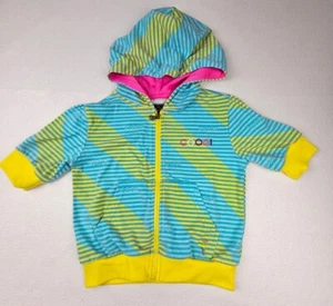 Coogi Little Girls Size 6 Zip Front Hooded Sweatshirt Short Sleeve Pockets - Picture 1 of 7
