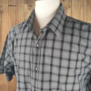Men's XXL / XXG Woven Casual Button Up Shirt GEOFFREY BEENE Black & White Plaid