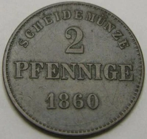 German States SAXE MEININGEN 1860 2 pfennige #3834 - Picture 1 of 2