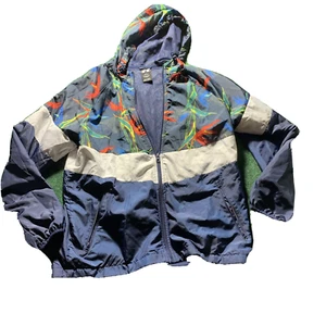 Russell Windbreaker Mens MED Athletic Track Jacket Run Full Zip Hooded Print - Picture 1 of 8