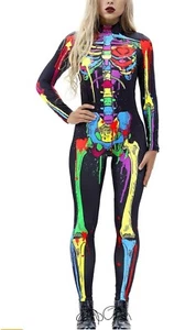 Adulto XL Esqueleto Halloween Body Mujer Mangas Largas Mono Disfraz Cosplay - Imagen 1 de 8
