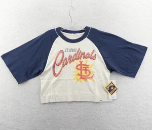 St Louis Cardinals Crop Shirt Womens Small Loose White '47 Brand Wide Sleeve New - Picture 1 of 5