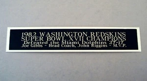 Washington Redskins Super Bowl 17 targhetta per una custodia maglia calcio 1,25 x 6" - Foto 1 di 12