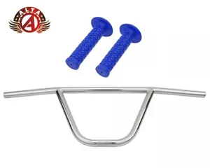 ALTA CW PRO Old School Classic Chrome Handlebar W/ TRIANGLE BMX Style GRIPS. - Picture 1 of 11