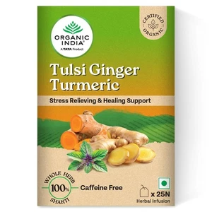 Té de jengibre de cúrcuma Tulsi, orgánico India 25 infusión bolsa de té albahaca sagrada para envío - Imagen 1 de 9