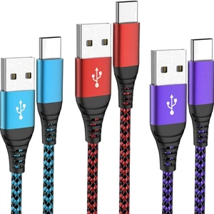 6FT Nylon Braided USB C Cable - Fast Charging for Multiple Devices - Picture 1 of 11