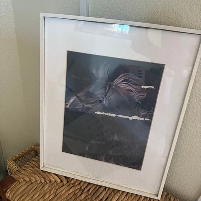 Our hearts are wild 16x20” wild horse mixed media art framed white frame - Image 1 of 4