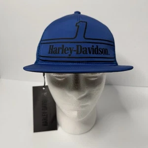 Harley Davidson Limited Edition #1 Racing Snap Back Trucker Cap,True Blue,New - Picture 1 of 5