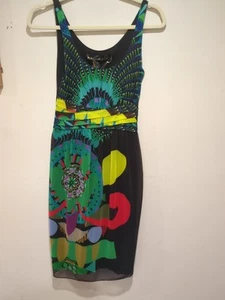 Desigual By Lacroix Women Black Colorful Graphic Print Dress Size - XS - Picture 1 of 7