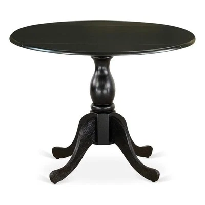 East West Furniture Round Dining Table in Black Table Top and Black Pedestal Leg - Image 1 of 3