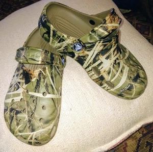 Camo Crocs Brown/Green Camouflage Classic Clogs M 1 / W 3 EUC! VERY NICE SEE !! - Picture 1 of 9