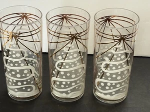 Set Of Three (3) Culver Christmas Tree Party Hat Celebratory Glasses Gold w/Dots - Picture 1 of 6