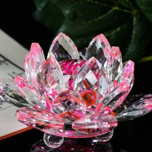 Candlestick Home Decor Candle Flower Light Crystal Glass Tea Craft Lotus Holder - Picture 1 of 21