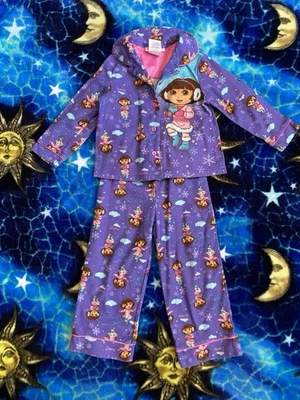 Conjunto de pijama vintage Dora The Explorer inverno Natal meninas 4t - Imagem 1 de 4