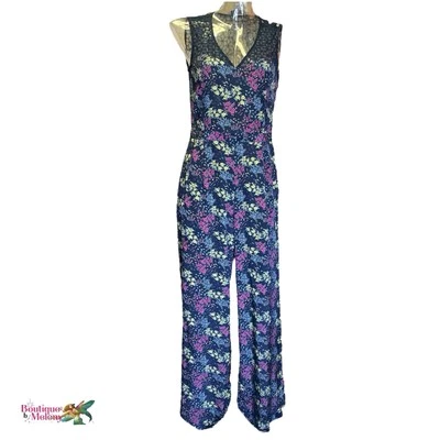 Mameluco Juicy Couture Multicolor Floral Seda Pierna Ancha Encaje Mujer Talla 4 Foto 1 de 4