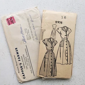 1940er 50er Vintage 34" Büste New Style 2975 Flügelärmel Tee Kleid Schnittmuster  - Bild 1 von 4