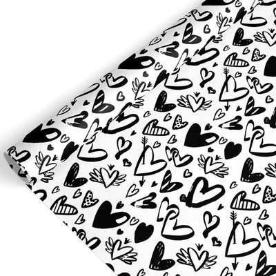 Valentine'S Day Wrapping Paper - Mini Roll - 17 in X 32.8 Ft Black Love Heart Gi - Image 1 of 4