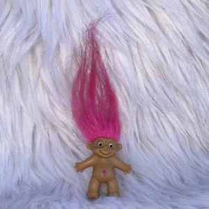 Vintage Treasure Troll Pelo Rosa con Joya Ombligo Rosa - Lápiz Topper - Imagen 1 de 4