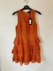 New Look Orange Crochet /Lace Frill Mini Dress, Party, Hallowe'en, Sz 8, BNWT