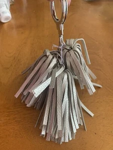 Kate Soade 3 Layered Tassel Silver Leather keychain Fob NWT - Picture 1 of 5
