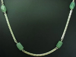 835 Argento Collier Con Jadeit Ricoperto / Vero Argento/80,0cm/32,7g - Foto 1 di 3