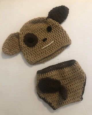 Recién Nacido Bebé Cachorro Perro Conjunto Hecho a Mano Crochet Tejido Foto utilería Disfraz Animal Foto 1 de 4