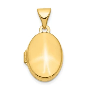 14K Yellow Gold Plain Polished Oval Locket 20x13mm - Picture 1 of 6