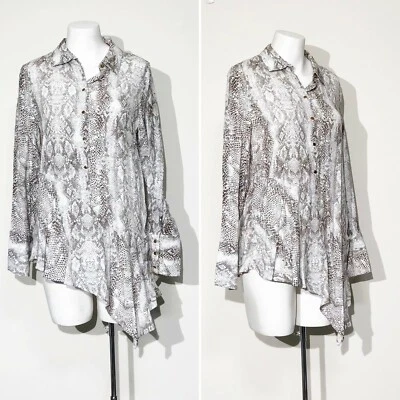 NWT Zara Animal Print Snake Skin Asymmetric Shirt Blouse Top Flowy Size Small - Image 1 of 4