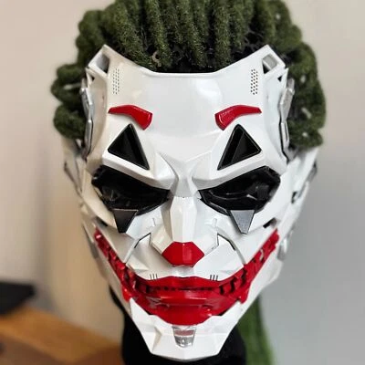 Joker Full Face Masks Resin Props Cosplay w/Dreadlocks Punk Style Accessories - Image 1 of 4