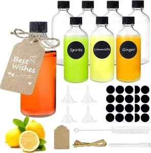 8 Pcs Glass Shot Bottles with Lids 100ml Leak-Proof Small Bottles for Juice Oils - Picture 1 of 7