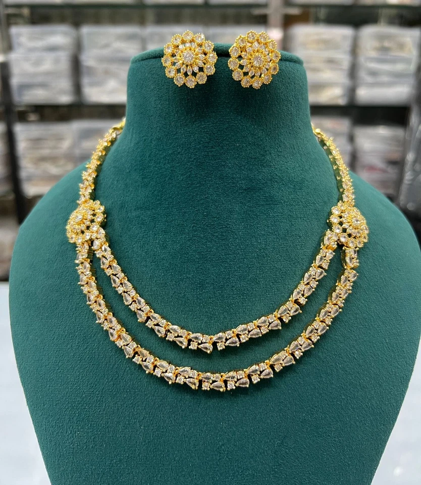 Gargantilla Collar Bollywood India Chapado en Oro con Conjunto Conjunto de Joyería Nupcial Foto 1 de 1